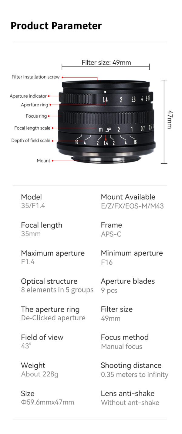 7Artisans 35mm/F1.4 Sony E Mount (APS-C) - Imagen 4