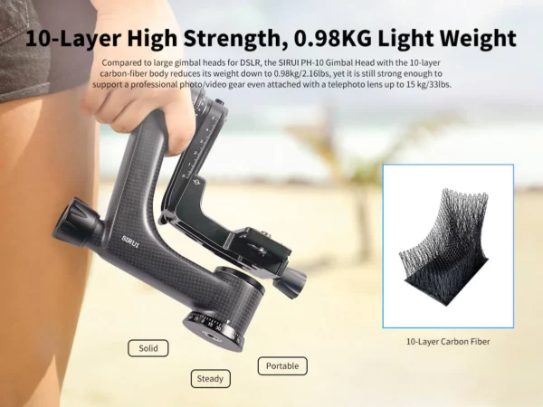 Rótula Gimbal SIRUI PH-10 de carbono - Imagen 4