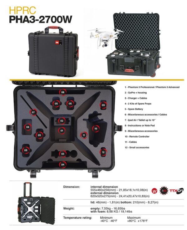 Maleta HPRC2700W para DJI Phantom 3 Professional y Advanced - Imagen 4