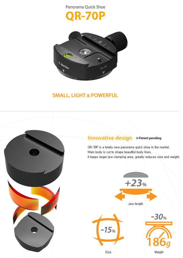 QR-70P Panorama Quickshoe con rosca de 3/8 de pulgada - Imagen 2